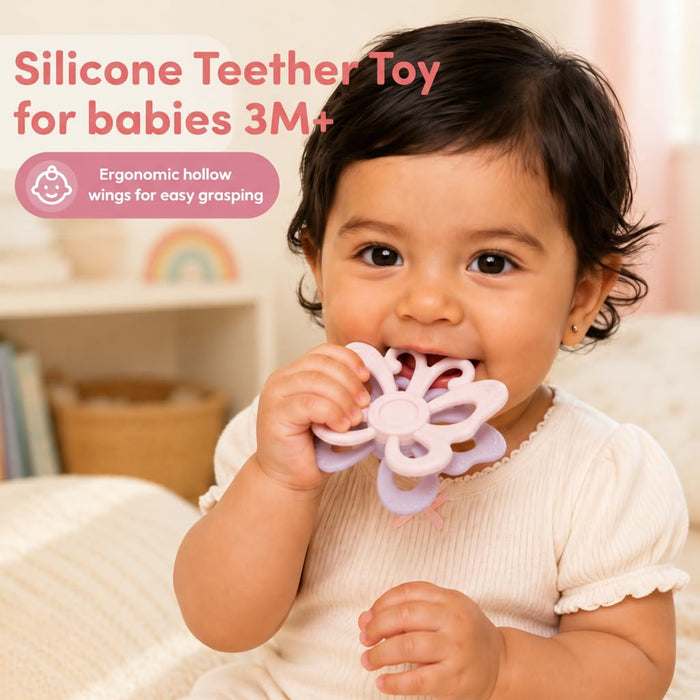 Baby Teething Toys for 3M+, Double Side Butterfly & Flower Teether,BPA Free