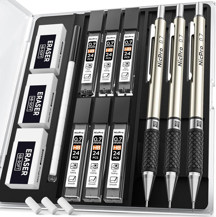 0.7 mm Art Mechanical Pencil Set in Storage Case, 3 PCS