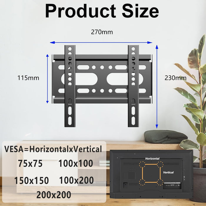 Fixed TV Wall Mount for 14-42" TVs Low Profile Wall Mount TV Bracket