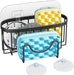 Multifunctional Sponge Holder with Unique M-Shaped, 2 Installation Methods Kitchen Sink Caddy Organizer, Rustproof Stainless Steel Kitchen Organizers and Storage Essentials - Black