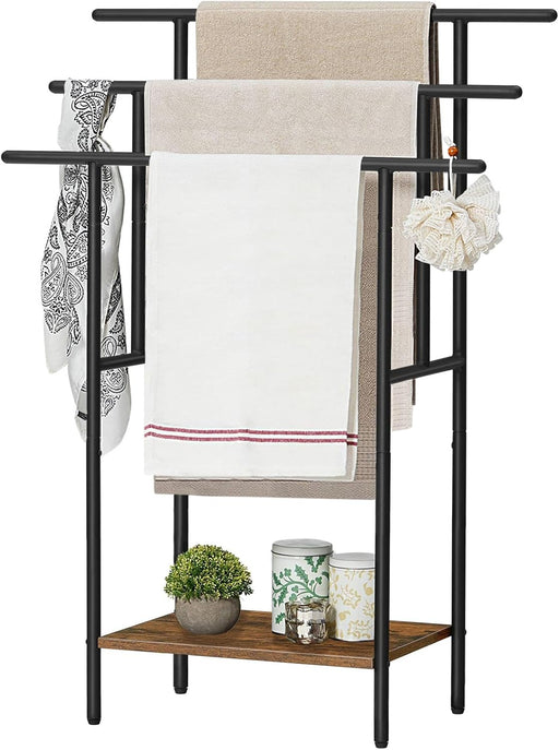 39.4" Freestanding Towel Rack for Bathroom, Blanket Rack with Shelf