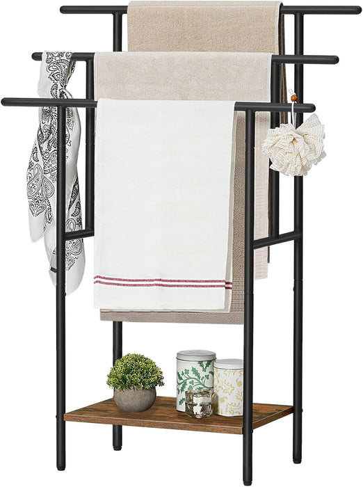 39.4" Freestanding Towel Rack for Bathroom, Blanket Rack with Shelf