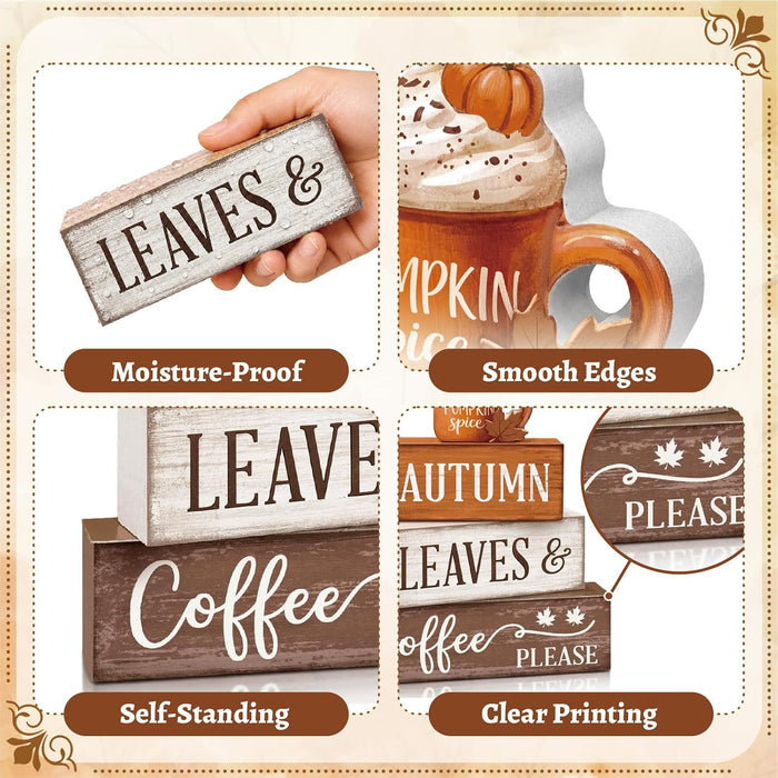 4 Pcs Fall Tiered Tray Decor, Wooden Fall Decorations for Home