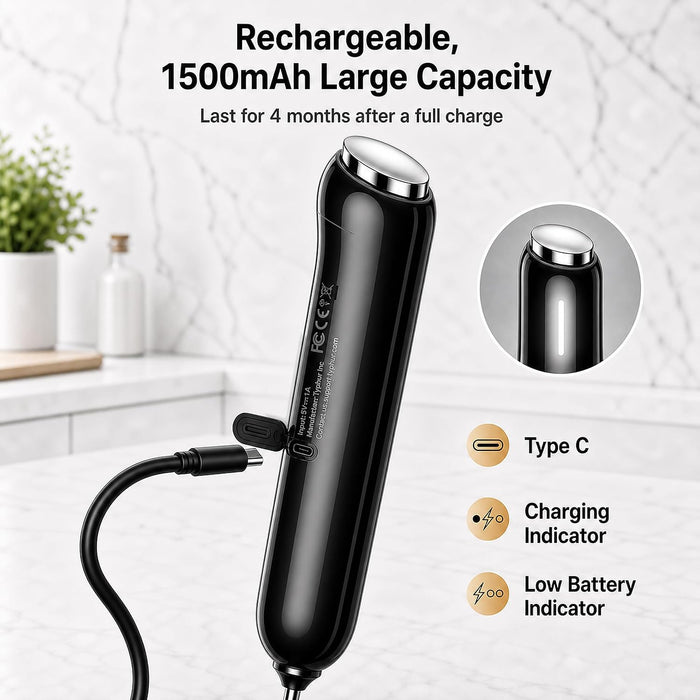 InstaWhisk Upgraded Milk Frother with Variable Speed - Rechargeable Handheld Coffee Frother Wand with Detachable Whisks,
