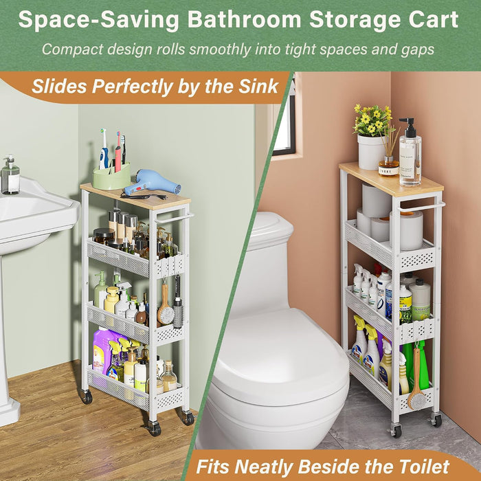 Slim Laundry Room Organization Cart with Upgraded Metal Hub Casters