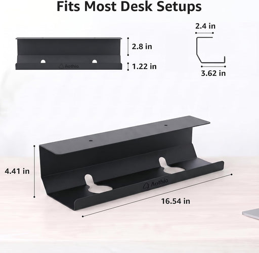 Under Desk Cable Management Tray (16.5 in, Metal, Black)