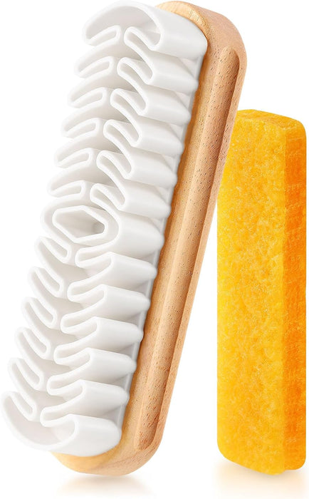 2 Pcs Suede Shoe Brush Nubuck Leather Cleaner Shoes Shine Dauber Crepe Applicators Set with Cleaning Eraser(Brush with Eraser)