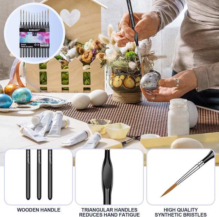 11 Pcs Detail Paint Brushes with Triangular Handles for Acrylic, Model, Art