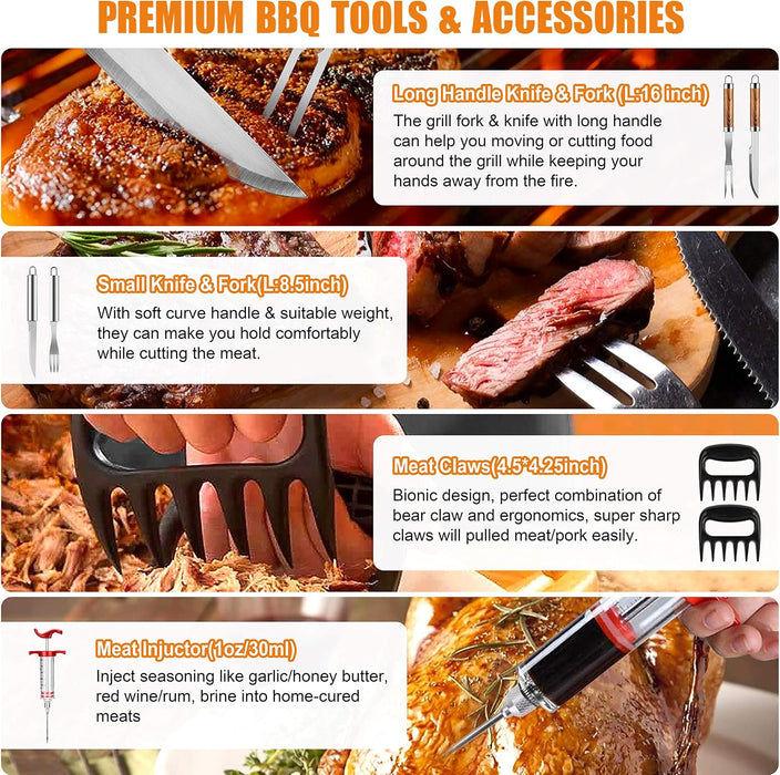 38Pcs BBQ Tools Grilling Accessories Set with Aluminum Case
