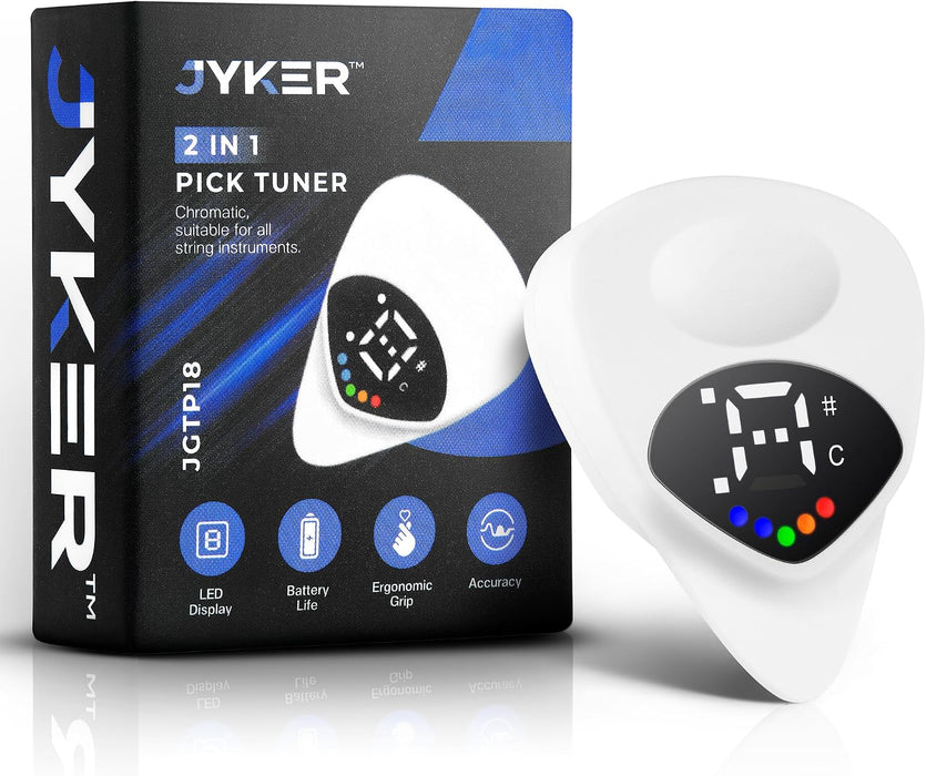 Guitar Tuner 2 in 1 Guitar Picks - Digital, LED Screen, 0.6mm Plectrum, 12 Equal Temperaments, Precision Tuning for Electric & Acoustic Guitars, Bass, Ukulele, Violin