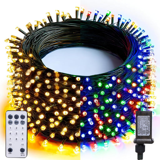 100FT 300 LED Color Changing Christmas Lights, 2 in 1 Warm White & Multi Waterproof Christmas String Lights with Remote 11 Functions Christmas Decorations for Indoor Outdoor