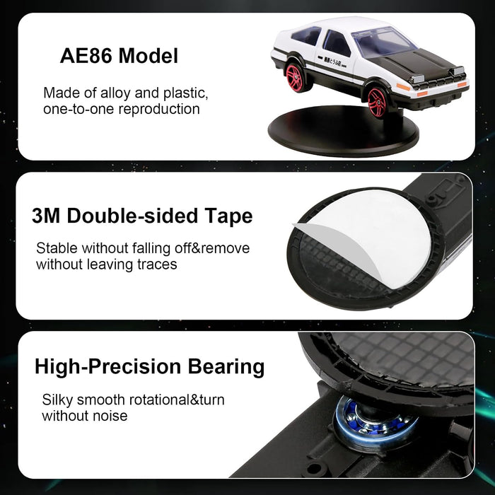 Car Drift Dashboard Ornament, Alloy Drifting Spin AE86 Model Mini Car Interior Dash Decoration Dynamic Rotate Auto Interior Accessories, VehicleTurn and Follow Drift