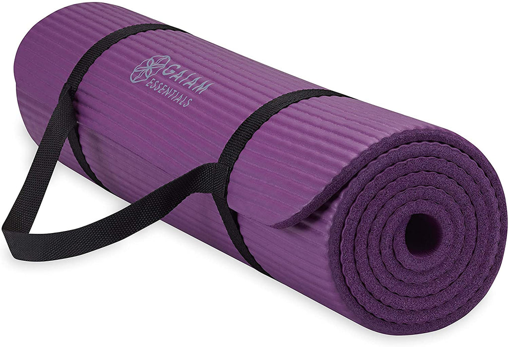 Gaiam Thick Yoga Mat, Exercise & Fitness Mat with Easy-Cinch Carrying Strap
