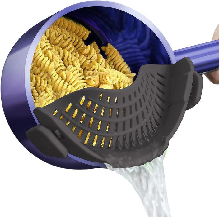 Clip on Strainer Silicone for All Pots and Pans, Pasta Strainer Clip on Food Strainer for Meat Vegetables Fruit Silicone Kitchen Colander