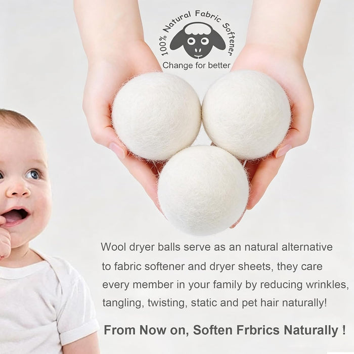 Wool Dryer Balls XL 6-Pack, 100% New Zealand Wool Handmade