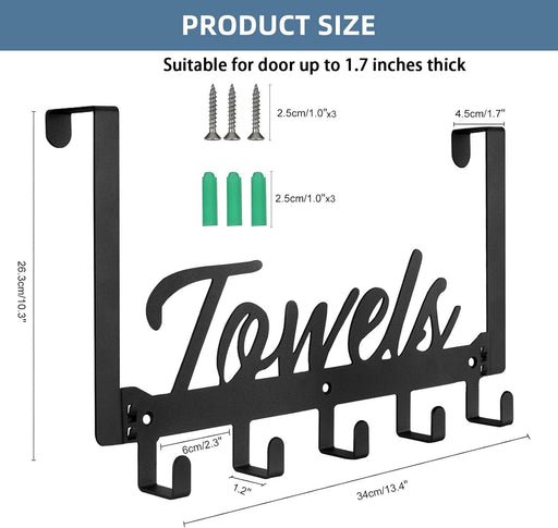 Over The Door Hooks, Towel Rack Towel Hooks for Bathroom, Towel Holder for Hanging Heavy Duty, Door Rack Over Door Hange