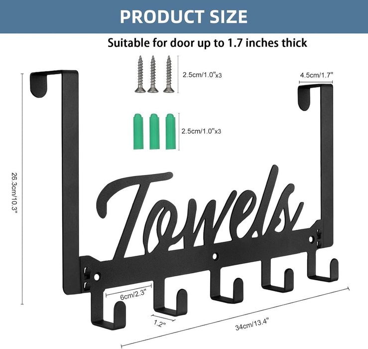 Over The Door Hooks, Towel Rack Towel Hooks for Bathroom, Towel Holder for Hanging Heavy Duty, Door Rack Over Door Hange