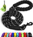 Rope Dog Leash for Medium Large Dogs, 6 FT Padded Handle, Black
