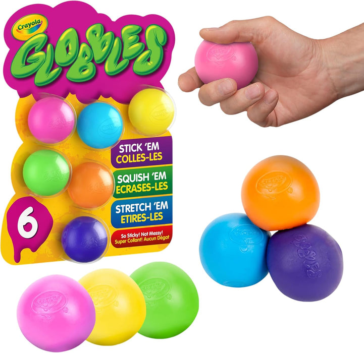 Globbles Fidget Toy (6ct), Sticky Stress Ball for Adults & Kids, Squishy Balls, Calming Sensory Gifts for Stress Relief