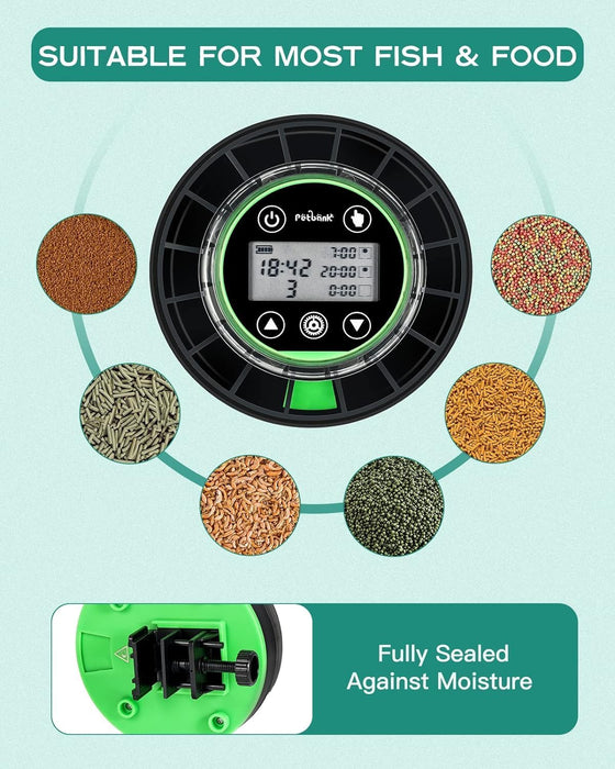 Automatic Fish Feeder for Aquarium Portion Control & Moisture-Proof