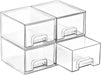 4 Pack Small Clear Stackable Storage Drawers, Fits Narrow Spaces