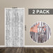 2 Pack Silver Foil Curtain Party Streamers Metallic Tinsel Foil Fringe Photo Booth Backdrop for Birthday Wedding Engagement Baby Shower Bachelorette Christmas Holiday Celebration Party Decorations