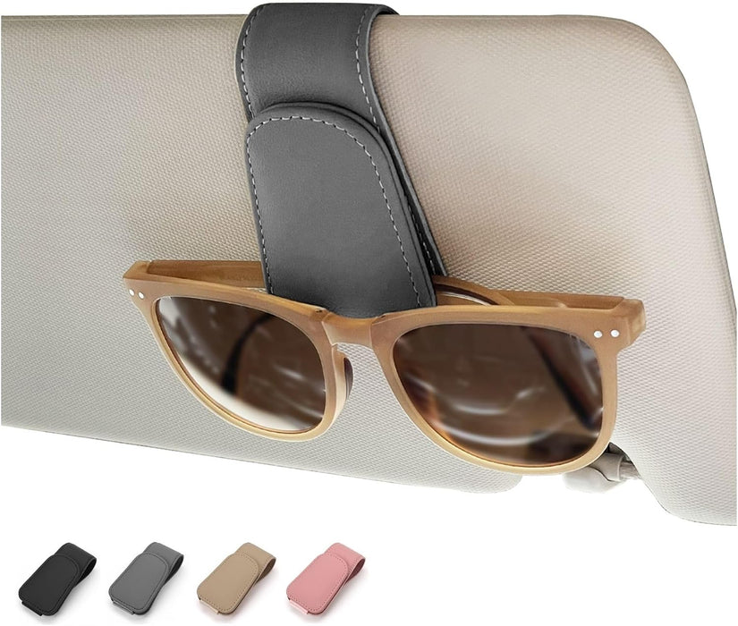 Magnetic Leather Car Sunglass Holder, Visor Sunglasses Holder Clip, 1 Pack