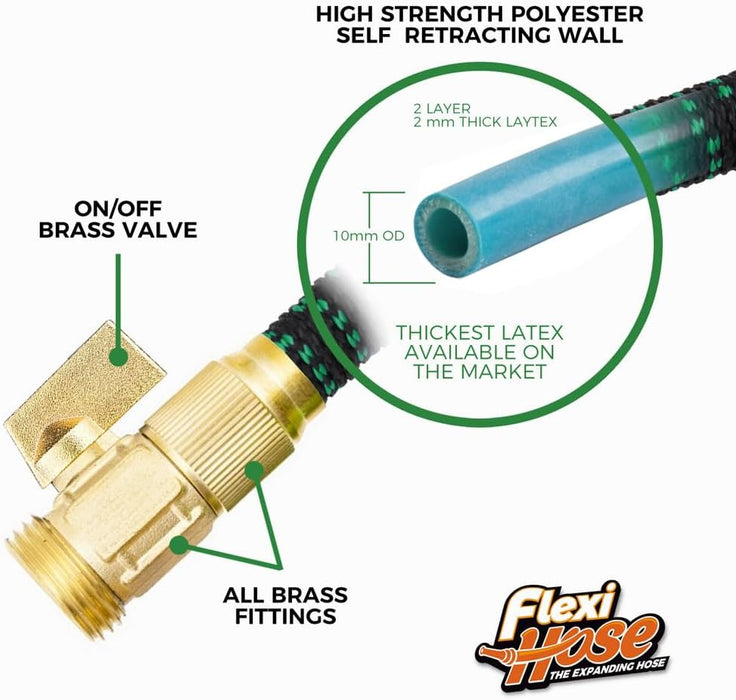 with 8 Function Nozzle, 50FT - Lightweight Expandable Garden Hose, No-Kink Flexibility, 3/4 Inch Solid Brass Fittings an