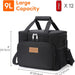 Medium Lunch Bag, Insulated Lunch Box, Soft Cooler Cooling Tote for Adult Men Women, Black 12-Can (9L)
