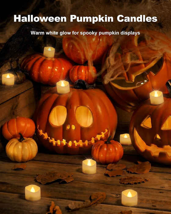 48-Pack Novelty Flickering Flameless Tea Light Candles, 200+ Hours