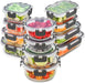 Glass Storage Containers with Lids, 24 Pieces, 12 Containers with 12 Lids, Glass Meal Prep Container for Lunch, Food Sto