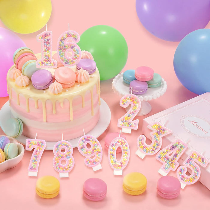 Pastel Macaron Number 2 Candle, 2nd Birthday Decorations for Girl