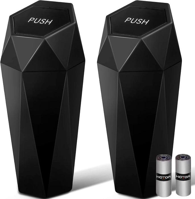 Car Trash Can with Lid, Leakproof, Black, 2 Pack