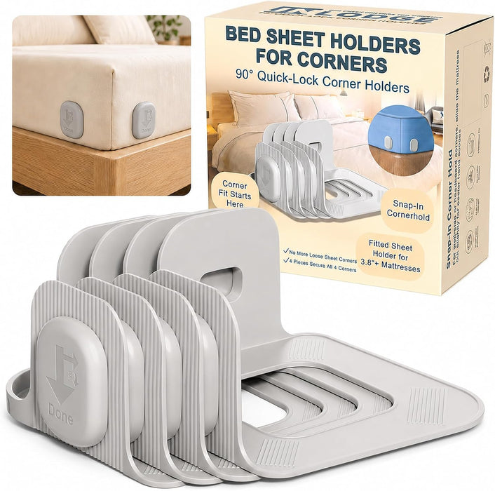 Bed Sheet Holders for Corners, 90° Quick-Lock Fitted Sheet Holder, 4-Pack