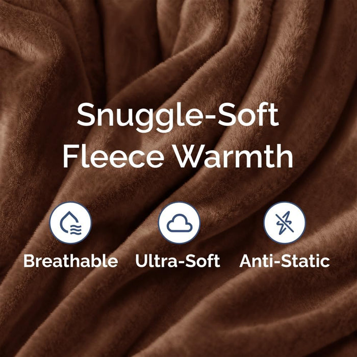 Ultra Soft Fleece Throw Blanket - College Dorm Room Essentials - Brown