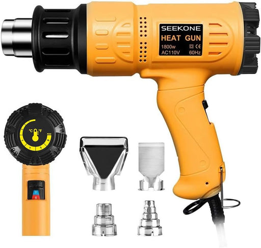 1800W Heat Gun Variable Temp 122℉-1202℉ for Crafts, Shrink Wrap