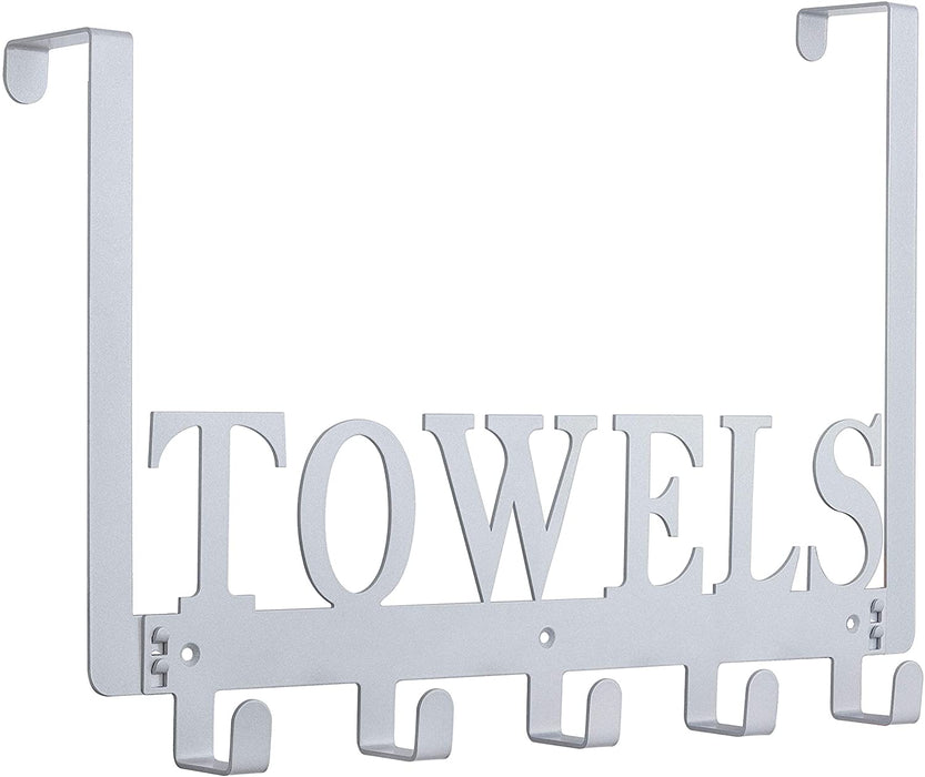 Over the Door Hooks, Towel Holder for Bathroom, Door Mount Towel Rack for Bedroom Kitchen Pool Beach Bathrobe, Wall Mount for Cabinet Cupboard Metal Sandblasted (Black)