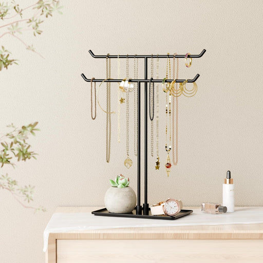Necklace Holder Stand,Metal Jewelry Organizer for Home Decor,Black