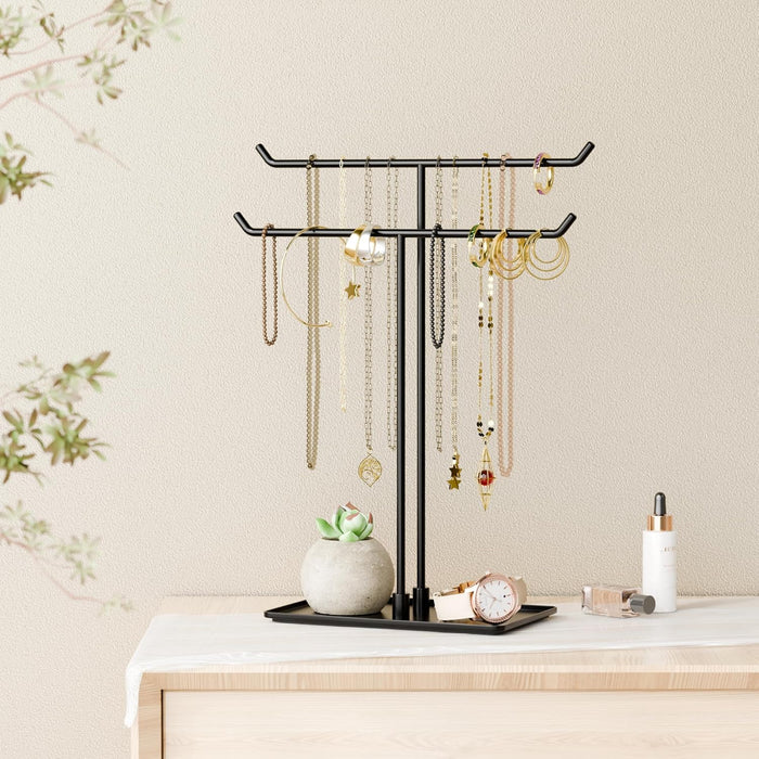 Necklace Holder Stand,Metal Jewelry Organizer for Home Decor,Black