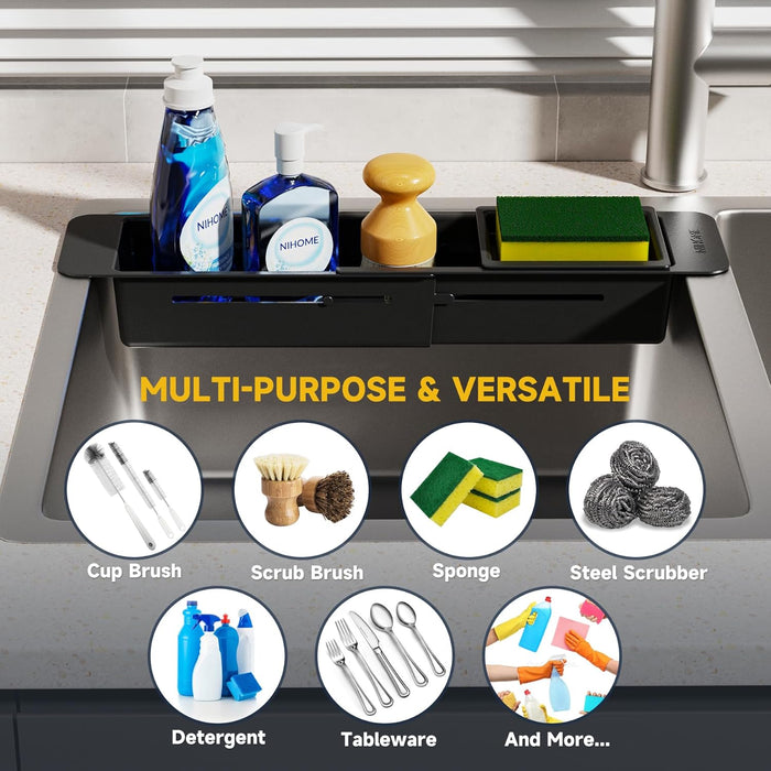 Extendable Kitchen Sink Caddy, Small Brush Sponge Storage Holder