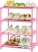 4-Tier Free Standing Pink Shoe Racks, Lightweight Stackable Shelf