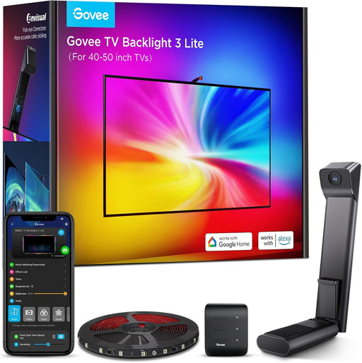 Govee TV Backlight 3 Lite, 7.8ft LED Strip Lights Sync with 40-50 Inch TVs