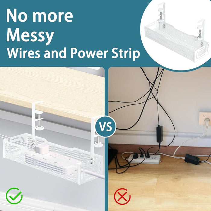 Under Desk Cable Management Tray, No Drill Mesh Cable Tray Cord Organizer