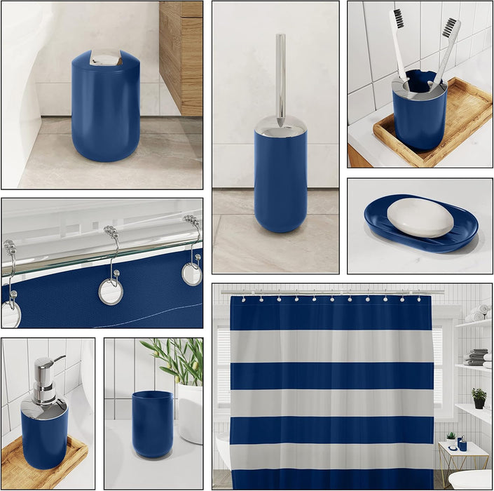 Bathroom Set - Navy Bathroom Accessories Set, 20PC Bathroom Accessory Set, Shower Curtain Set with Liner, Toothbrush Holder, Soap Dispenser, Soap Dish, Toilet Brush Holder, and Trash Can