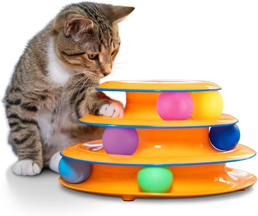 Tower of Tracks Interactive Cat Toy, 6 Spinning Balls, 10" x 5.3"