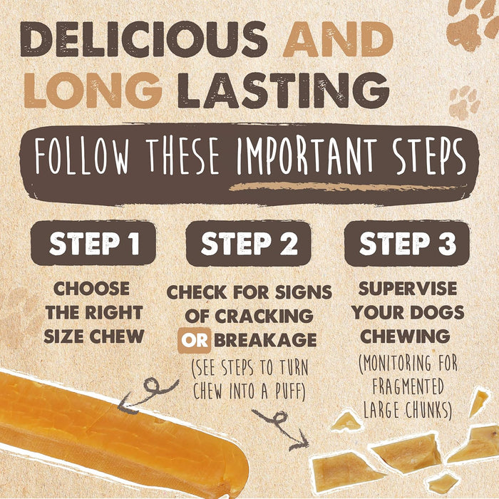 Yak Chews, Long Lasting Hard Chew for Large Dogs, 4 Pack