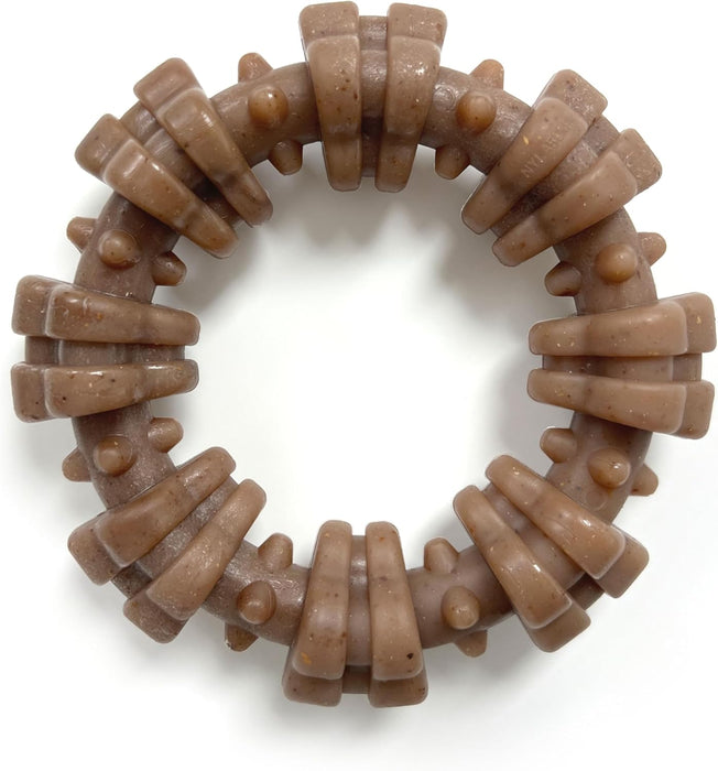 Strong Chew Ring Dog Toy, Chew Toy Made with Real Beef & Chicken