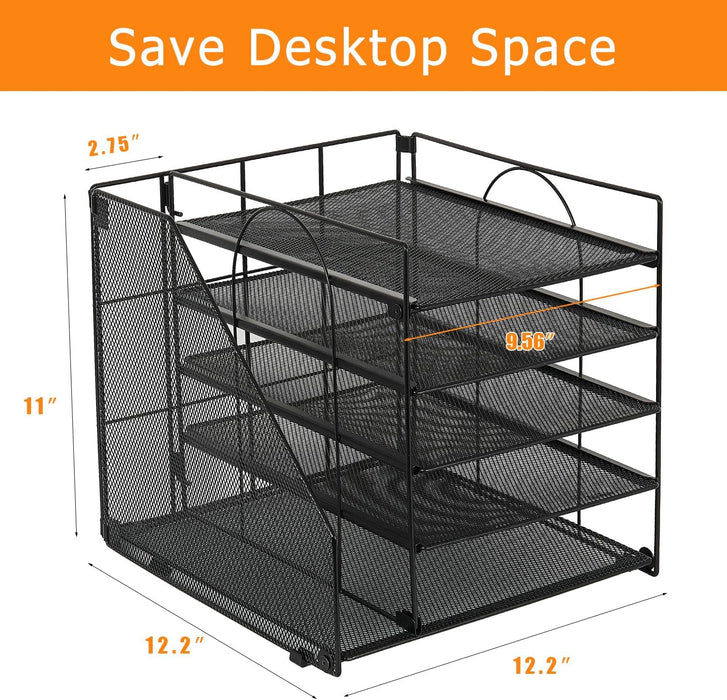 Desk Organizers and Accessories, 5-Tier Paper Letter Tray Organizer with File Holder, Desktop Organizer for Office Suppl