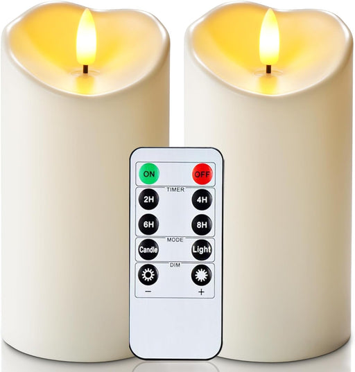 6"x3" Outdoor Waterproof Flameless Candles, LED Candles, Battery Operated Candles with Remote and Timers, Electric Fake 