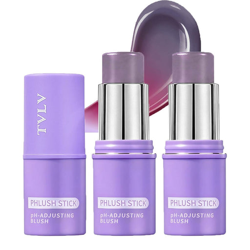 2pcs Color Changing Cream Blush Stick, pH Reactive Hydrating Tinted Moisture Stick for Cheeks, Lips and Eyes, Multi-Use Color-Adjusting Blush
